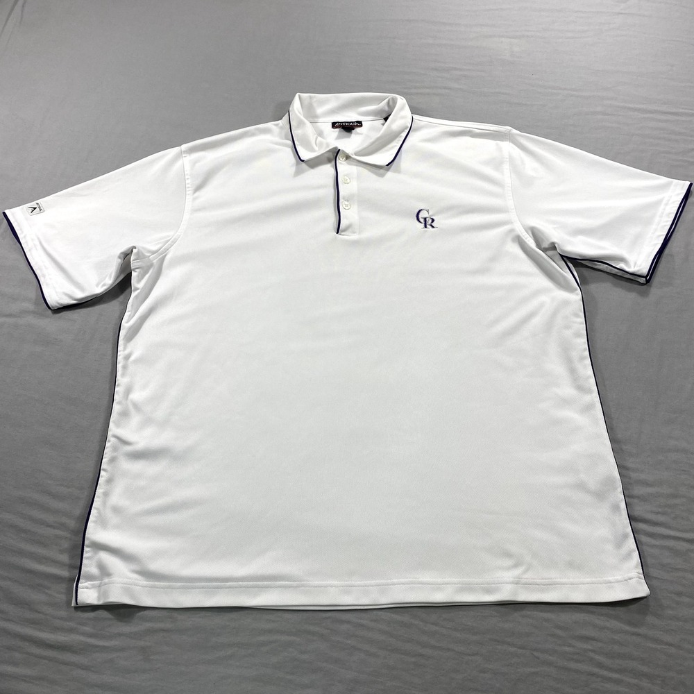 VINTAGE Colorado Rockies Polo Shirt Mens XL White MLB Embroidered Adult